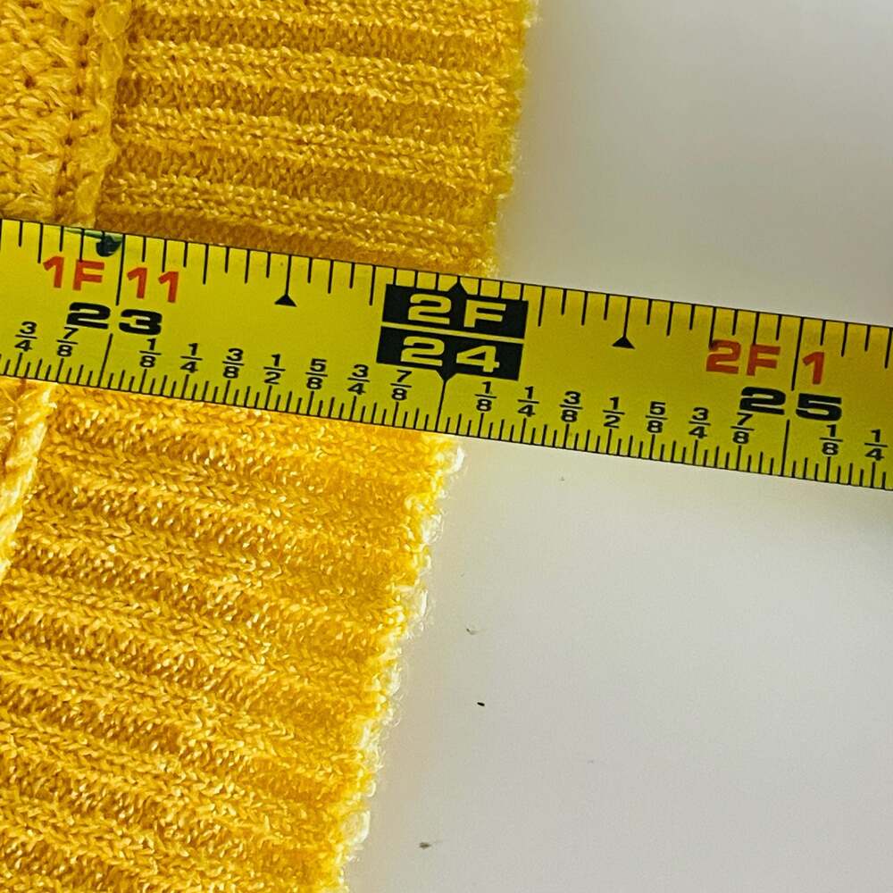 Vintage Yellow Cable Knit Button Cardigan Sweater with Pockets - Picture 7 of 7